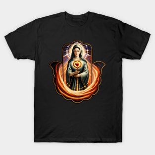 Mother Mary Swirling Cloud of Glory Hamsa T-Shirt